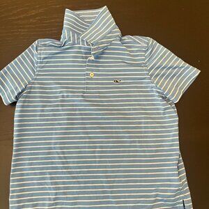 Vineyard Vines Boys Polo Shirt – Size 7 – Blue & White Striped – Excellent Condi